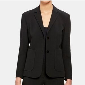 Theory Classic Shrunken Jacket Viscose Blend Work Office Blazer Black Size 6